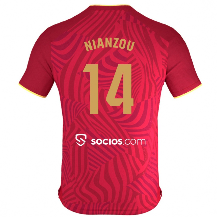 Kinder Fußball Tanguy Nianzou #14 Rot Auswärtstrikot Trikot 2023/24 T-Shirt Luxemburg