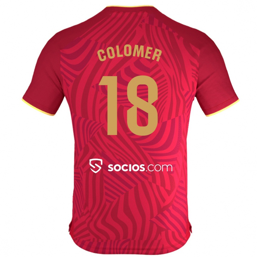 Kinder Fußball Carlos Colomer #18 Rot Auswärtstrikot Trikot 2023/24 T-Shirt Luxemburg