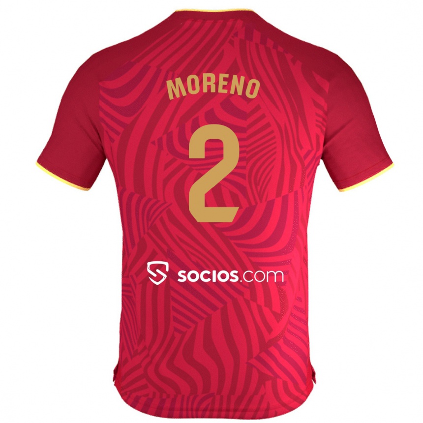 Kinder Fußball Jorge Moreno #2 Rot Auswärtstrikot Trikot 2023/24 T-Shirt Luxemburg