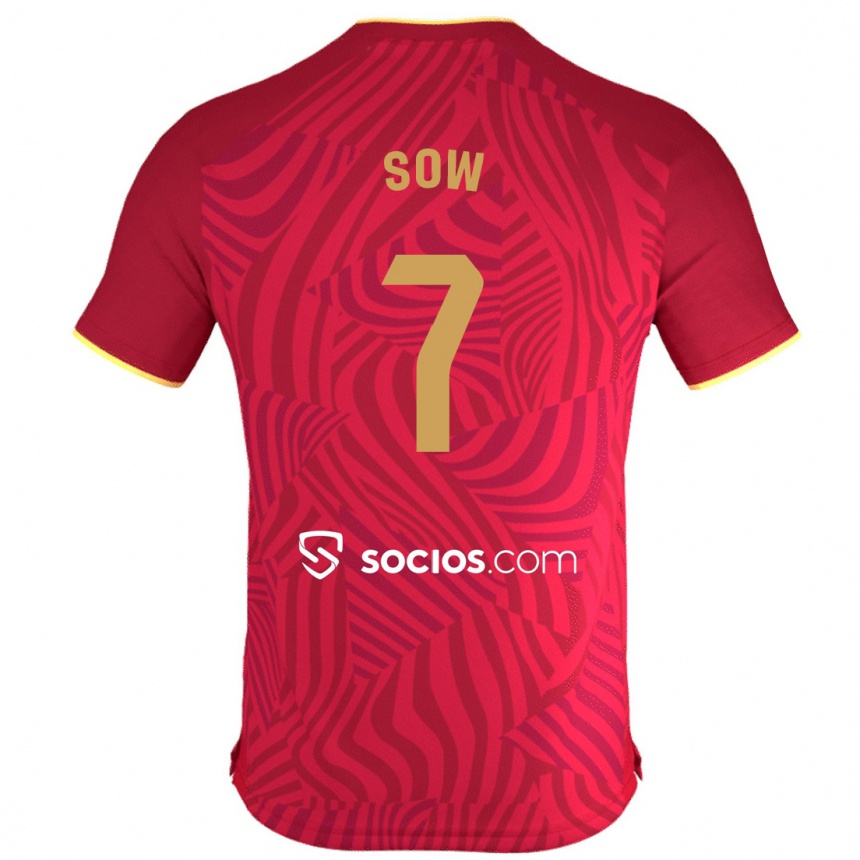 Kinder Fußball Bakary Sow #7 Rot Auswärtstrikot Trikot 2023/24 T-Shirt Luxemburg