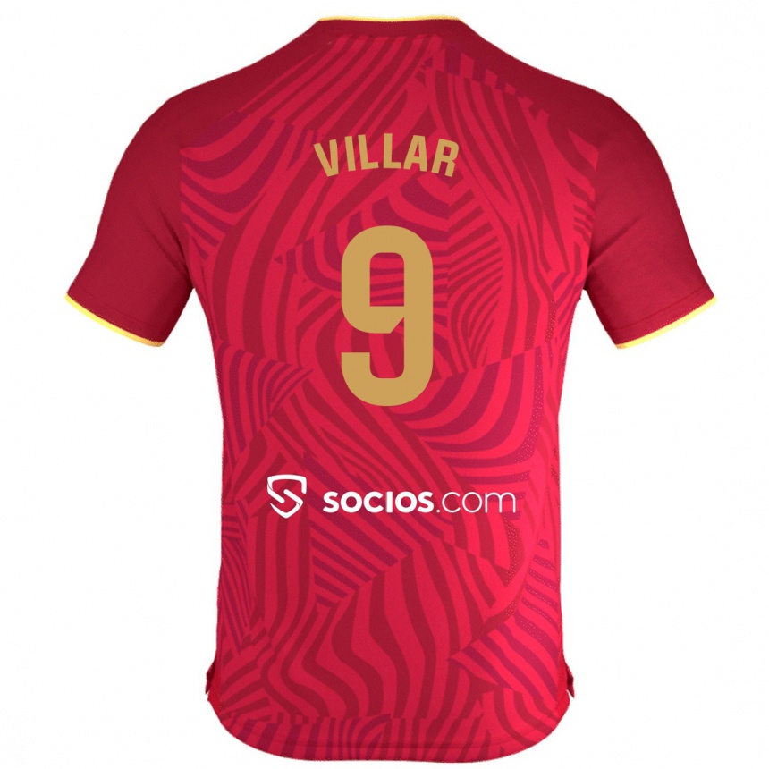 Kinder Fußball Iker Villar #9 Rot Auswärtstrikot Trikot 2023/24 T-Shirt Luxemburg