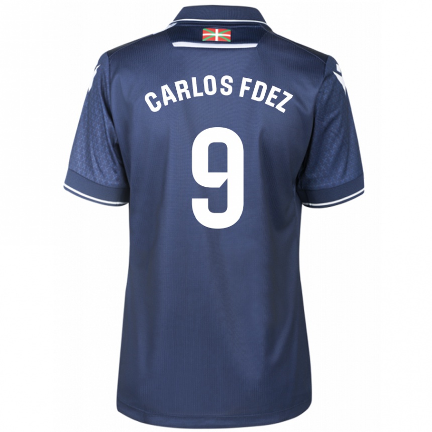 Kinder Fußball Carlos Fernández #9 Marine Auswärtstrikot Trikot 2023/24 T-Shirt Luxemburg