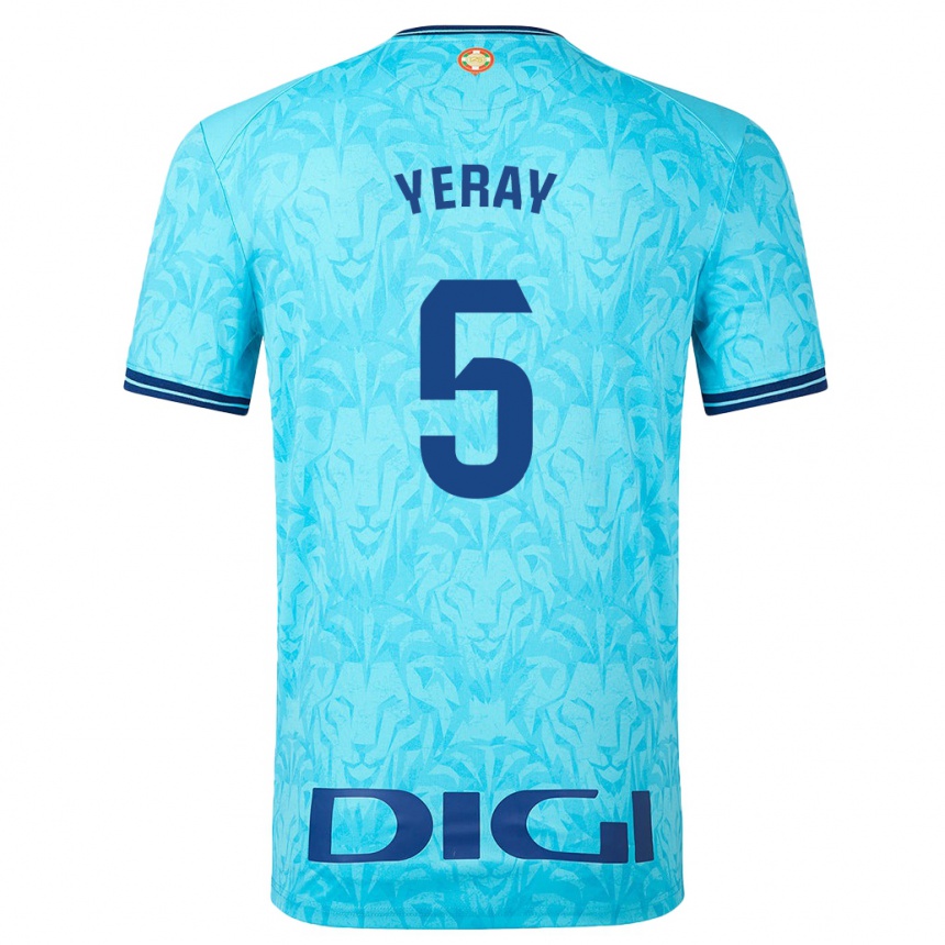 Kinder Fußball Yeray Álvarez #5 Himmelblau Auswärtstrikot Trikot 2023/24 T-Shirt Luxemburg