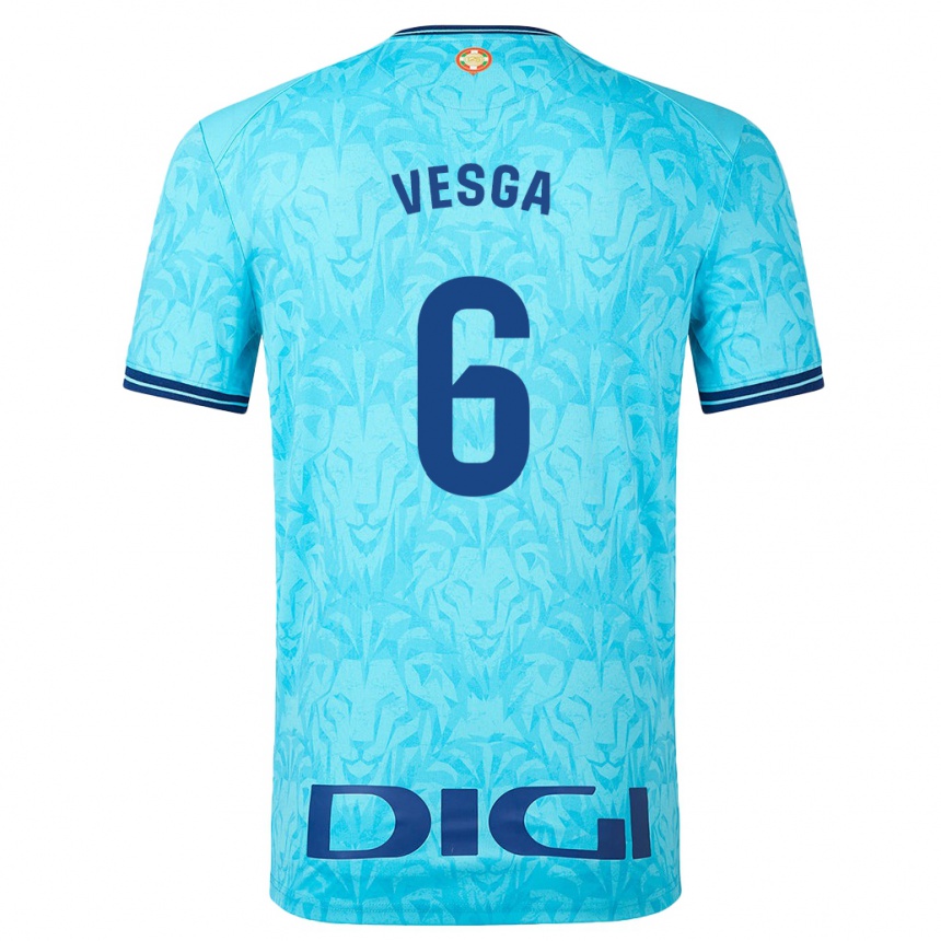 Kinder Fußball Mikel Vesga #6 Himmelblau Auswärtstrikot Trikot 2023/24 T-Shirt Luxemburg