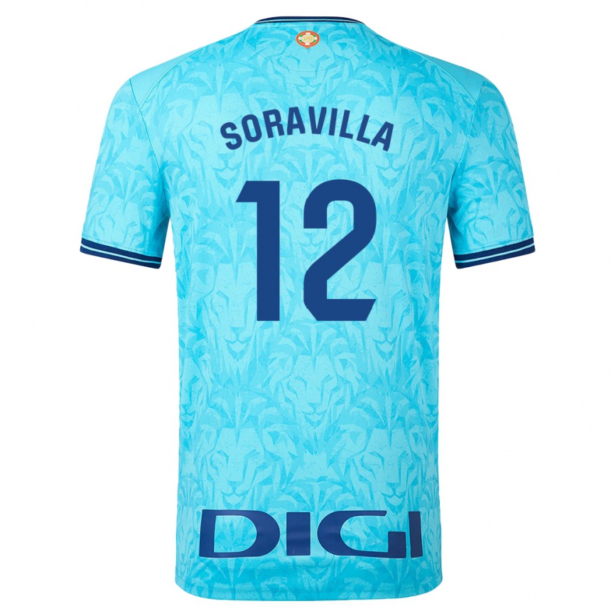 Kinder Fußball Ander Soravilla #12 Himmelblau Auswärtstrikot Trikot 2023/24 T-Shirt Luxemburg