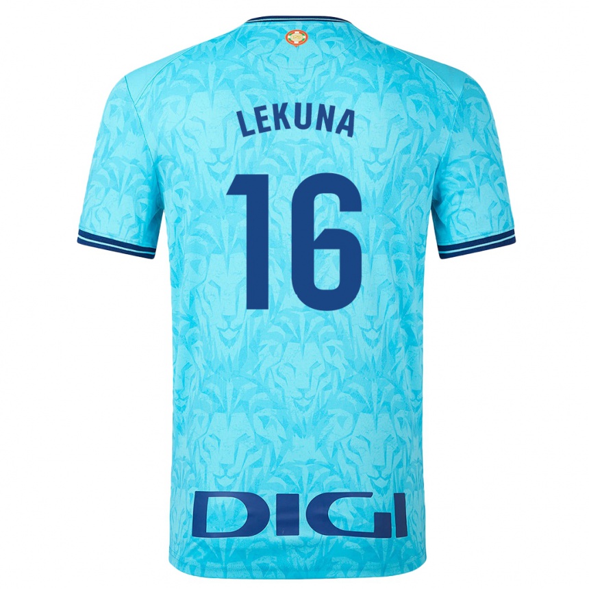 Kinder Fußball Adrián Lekuna #16 Himmelblau Auswärtstrikot Trikot 2023/24 T-Shirt Luxemburg