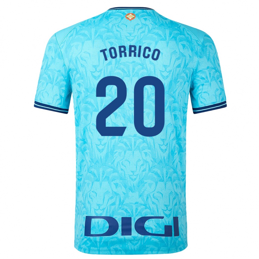 Kinder Fußball Aitor Torrico #20 Himmelblau Auswärtstrikot Trikot 2023/24 T-Shirt Luxemburg