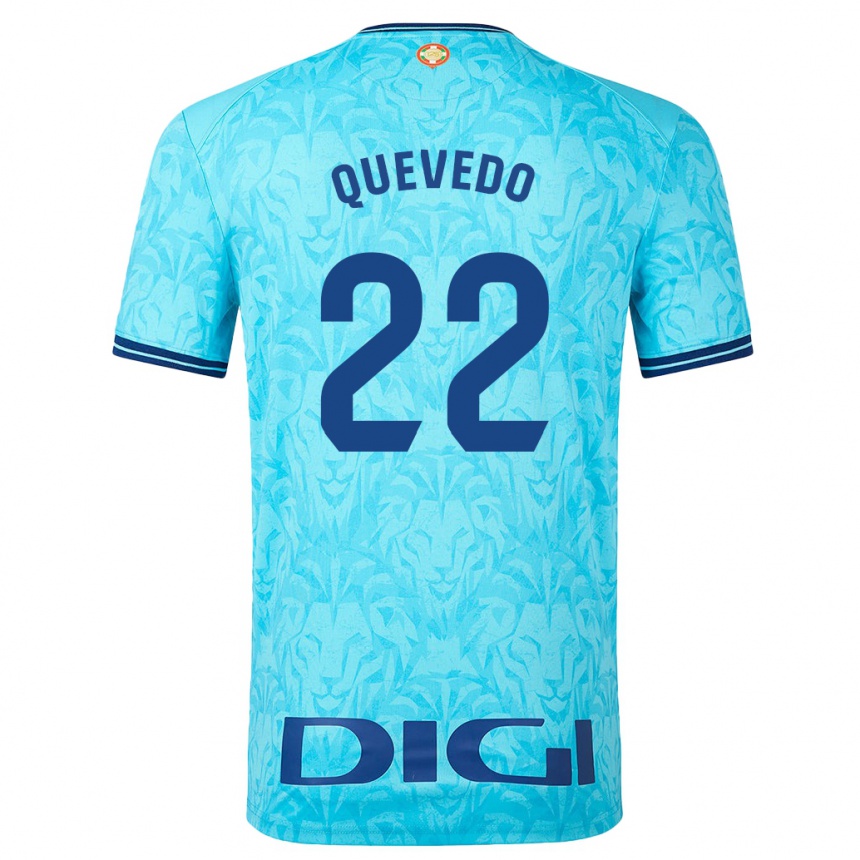 Kinder Fußball Ugaitz Quevedo #22 Himmelblau Auswärtstrikot Trikot 2023/24 T-Shirt Luxemburg