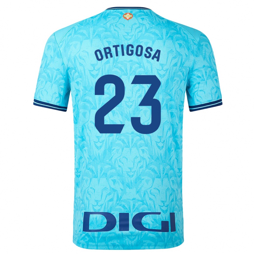Kinder Fußball Aritz Ortigosa #23 Himmelblau Auswärtstrikot Trikot 2023/24 T-Shirt Luxemburg