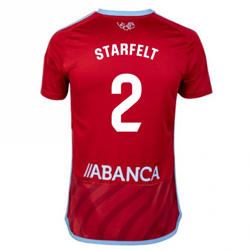 Kinder Fußball Carl Starfelt #2 Rot Auswärtstrikot Trikot 2023/24 T-Shirt Luxemburg