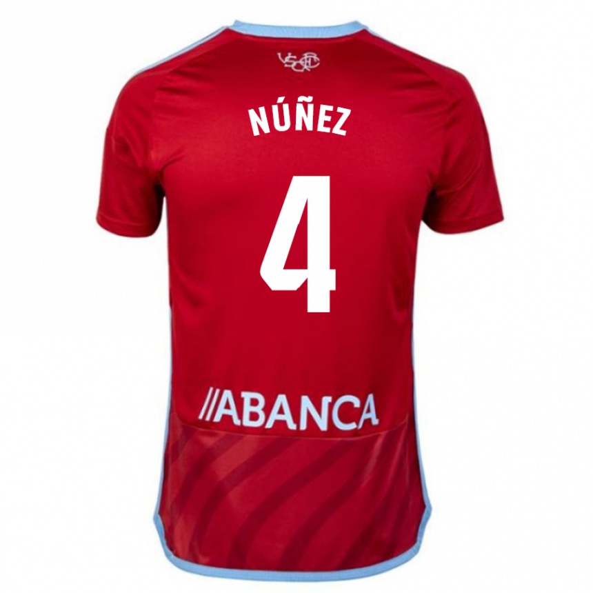 Kinder Fußball Unai Núñez #4 Rot Auswärtstrikot Trikot 2023/24 T-Shirt Luxemburg