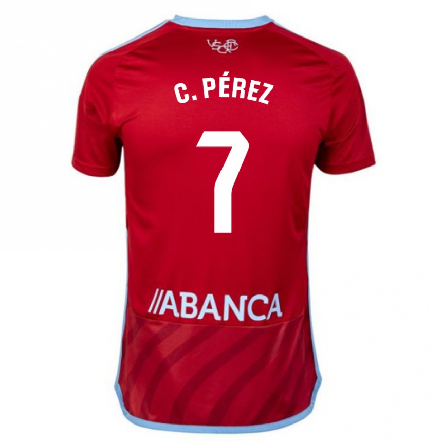 Kinder Fußball Carles Pérez #7 Rot Auswärtstrikot Trikot 2023/24 T-Shirt Luxemburg