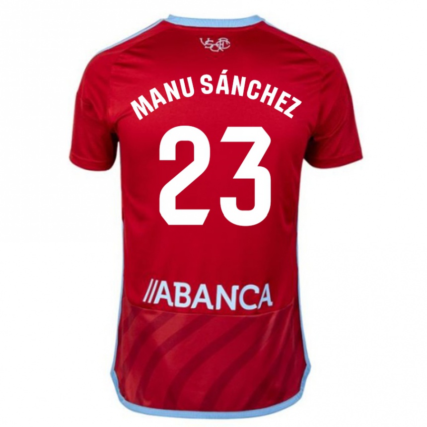 Kinder Fußball Manu Sanchez #23 Rot Auswärtstrikot Trikot 2023/24 T-Shirt Luxemburg
