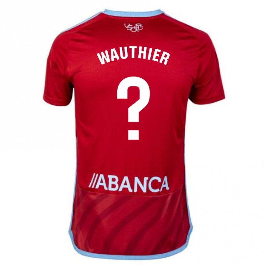 Kinder Fußball Hugo Wauthier #0 Rot Auswärtstrikot Trikot 2023/24 T-Shirt Luxemburg