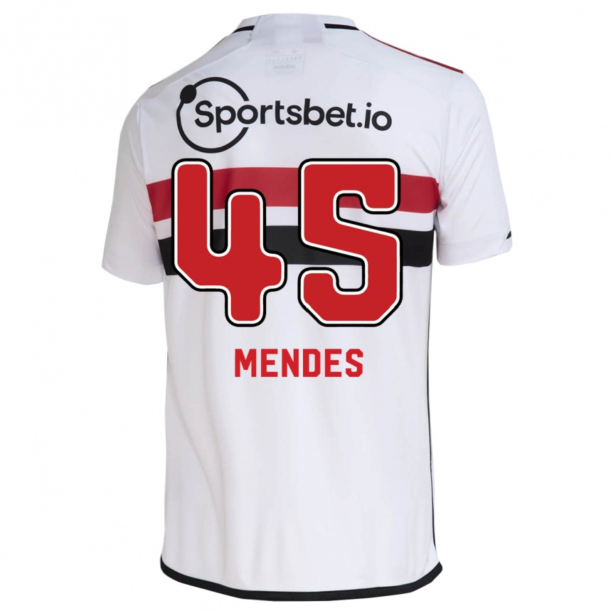 Herren Fußball Nathan Mendes #45 Weiß Heimtrikot Trikot 2023/24 T-Shirt Luxemburg
