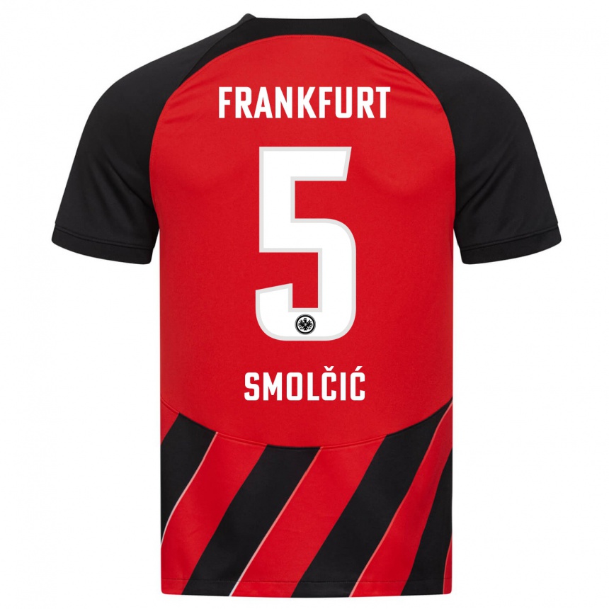 Herren Fußball Hrvoje Smolcic #5 Rot Schwarz Heimtrikot Trikot 2023/24 T-Shirt Luxemburg