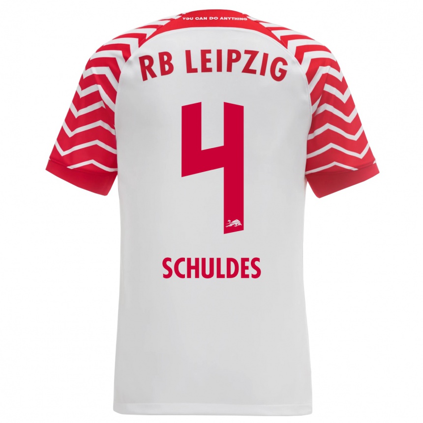 Herren Fußball Jamie Schuldes #4 Weiß Heimtrikot Trikot 2023/24 T-Shirt Luxemburg