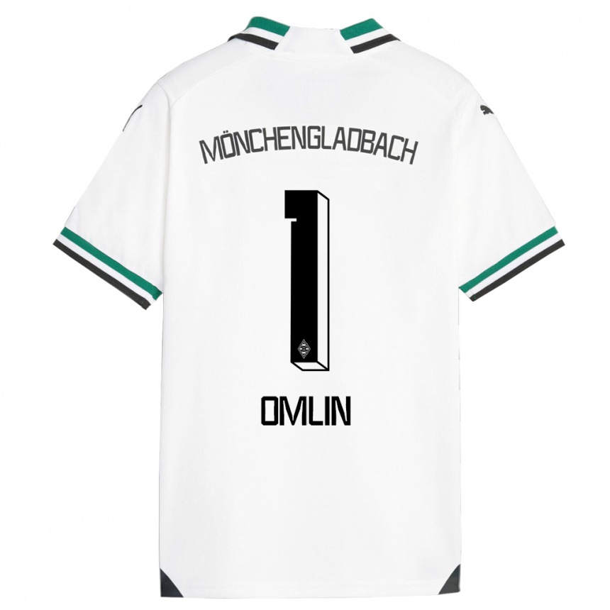 Herren Fußball Jonas Omlin #1 Weiß Grün Heimtrikot Trikot 2023/24 T-Shirt Luxemburg