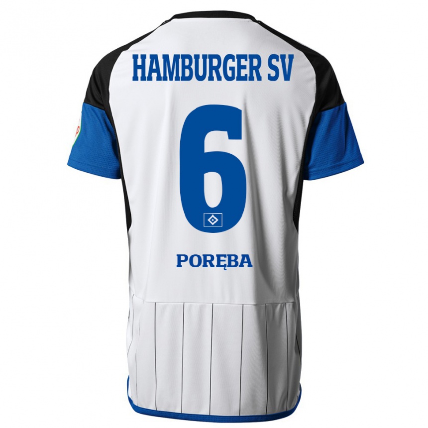 Herren Fußball Lukasz Poreba #6 Weiß Heimtrikot Trikot 2023/24 T-Shirt Luxemburg