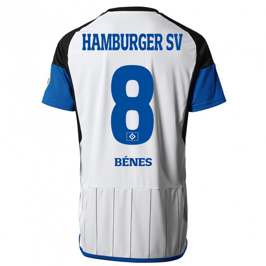 Herren Fußball László Bénes #8 Weiß Heimtrikot Trikot 2023/24 T-Shirt Luxemburg