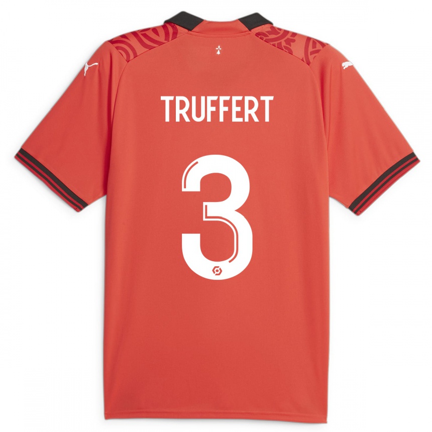 Herren Fußball Adrien Truffert #3 Rot Heimtrikot Trikot 2023/24 T-Shirt Luxemburg
