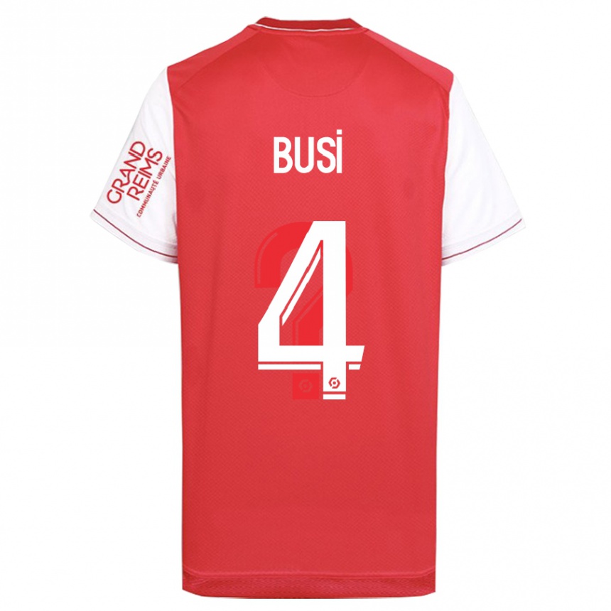 Herren Fußball Maxime Busi #4 Rot Heimtrikot Trikot 2023/24 T-Shirt Luxemburg