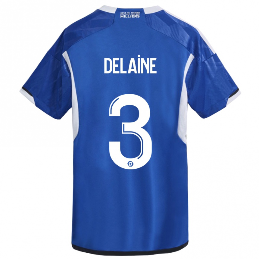 Herren Fußball Thomas Delaine #3 Blau Heimtrikot Trikot 2023/24 T-Shirt Luxemburg