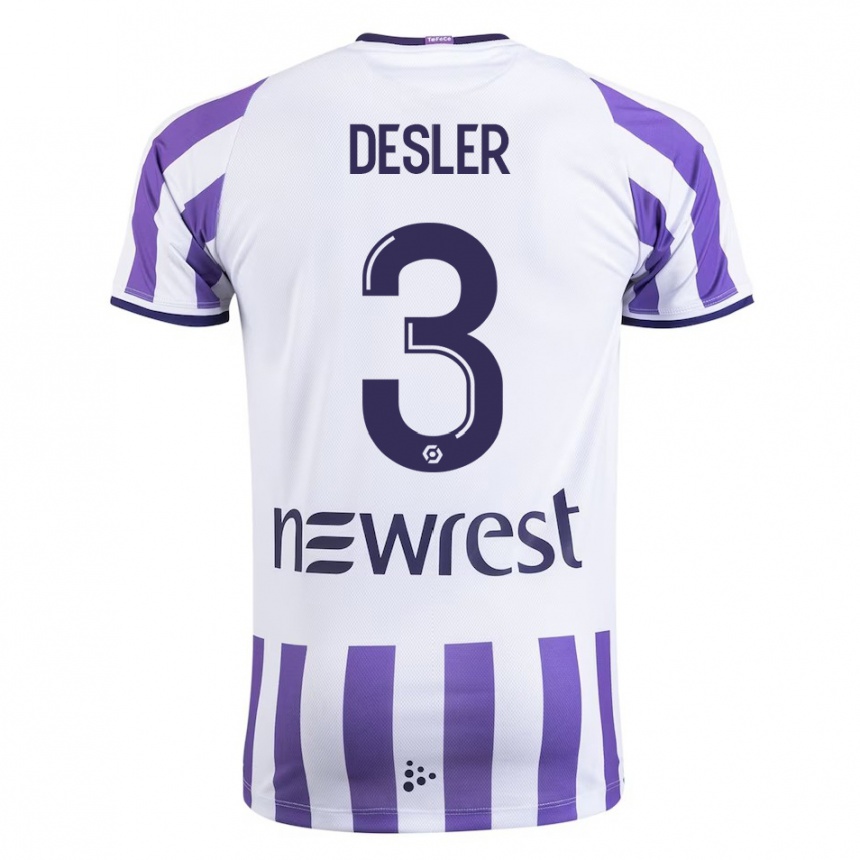 Herren Fußball Mikkel Desler #3 Weiß Heimtrikot Trikot 2023/24 T-Shirt Luxemburg