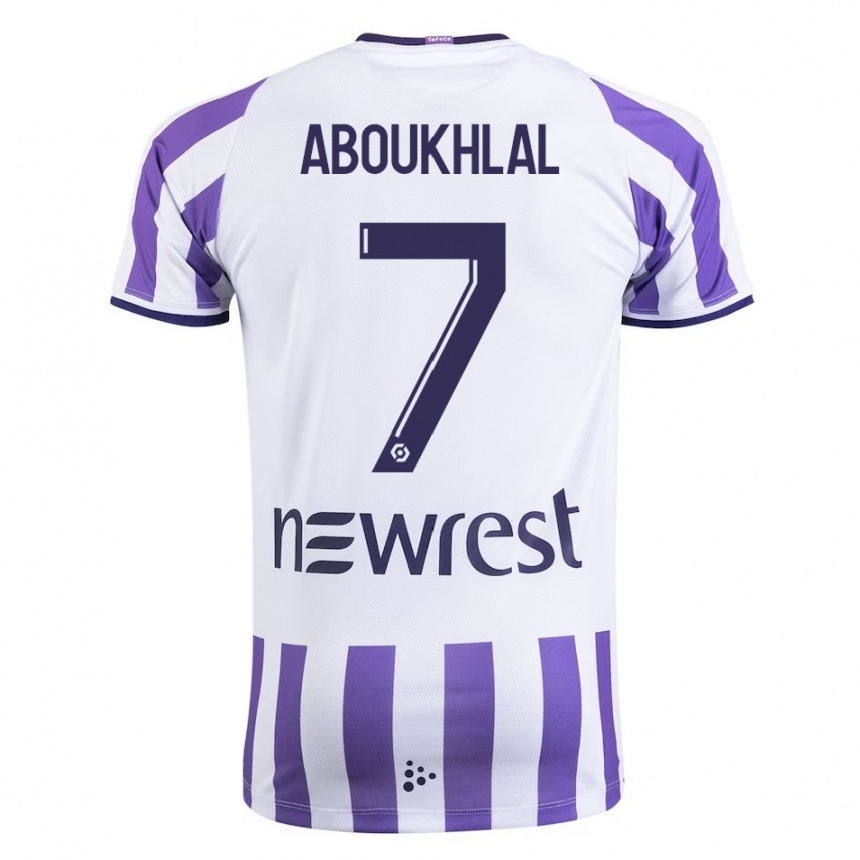 Herren Fußball Zakaria Aboukhlal #7 Weiß Heimtrikot Trikot 2023/24 T-Shirt Luxemburg