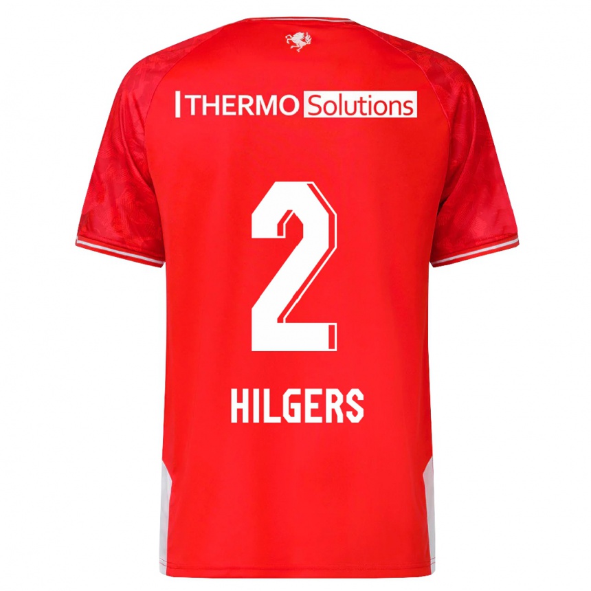 Herren Fußball Mees Hilgers #2 Rot Heimtrikot Trikot 2023/24 T-Shirt Luxemburg