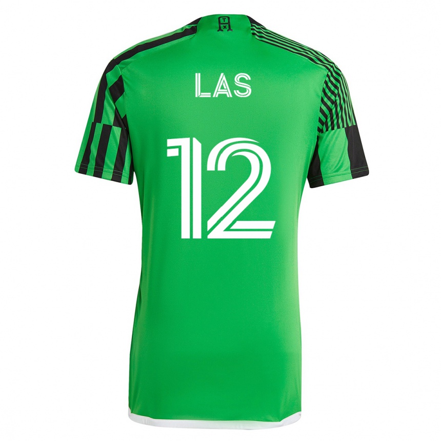 Herren Fußball Damian Las #12 Grün Schwarz Heimtrikot Trikot 2023/24 T-Shirt Luxemburg