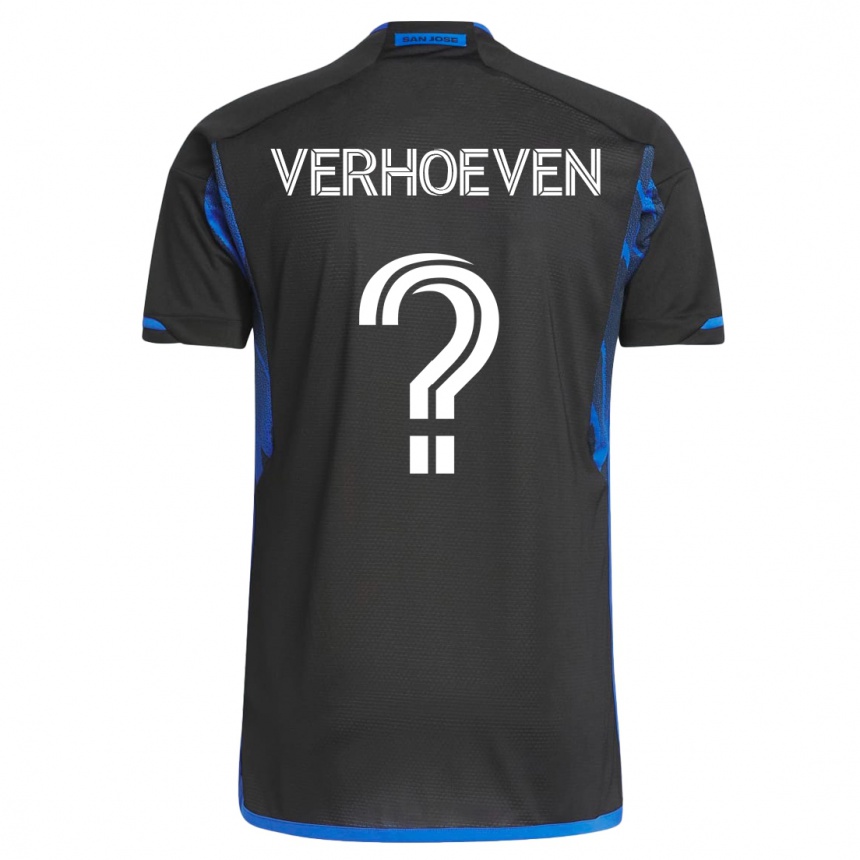 Herren Fußball Oscar Verhoeven #0 Blau Schwarz Heimtrikot Trikot 2023/24 T-Shirt Luxemburg
