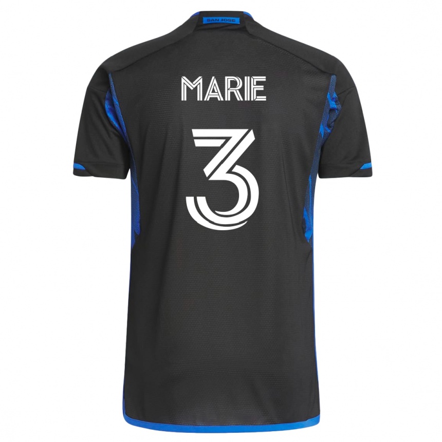 Herren Fußball Paul Marie #3 Blau Schwarz Heimtrikot Trikot 2023/24 T-Shirt Luxemburg