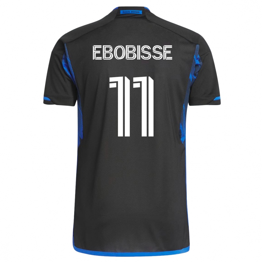 Herren Fußball Jeremy Ebobisse #11 Blau Schwarz Heimtrikot Trikot 2023/24 T-Shirt Luxemburg