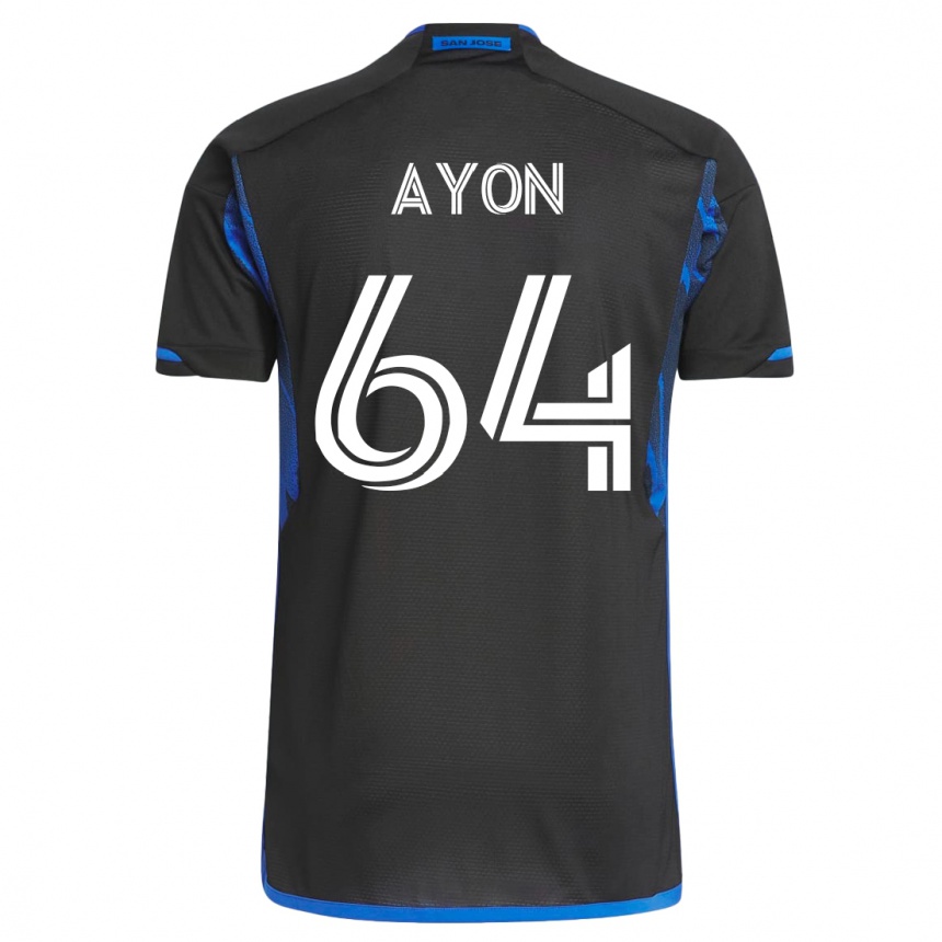 Herren Fußball Jerry Ayon #64 Blau Schwarz Heimtrikot Trikot 2023/24 T-Shirt Luxemburg