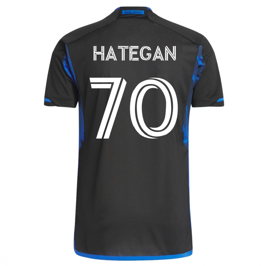 Herren Fußball Roberto Hategan #70 Blau Schwarz Heimtrikot Trikot 2023/24 T-Shirt Luxemburg