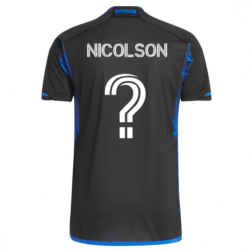 Herren Fußball John Nicolson #0 Blau Schwarz Heimtrikot Trikot 2023/24 T-Shirt Luxemburg