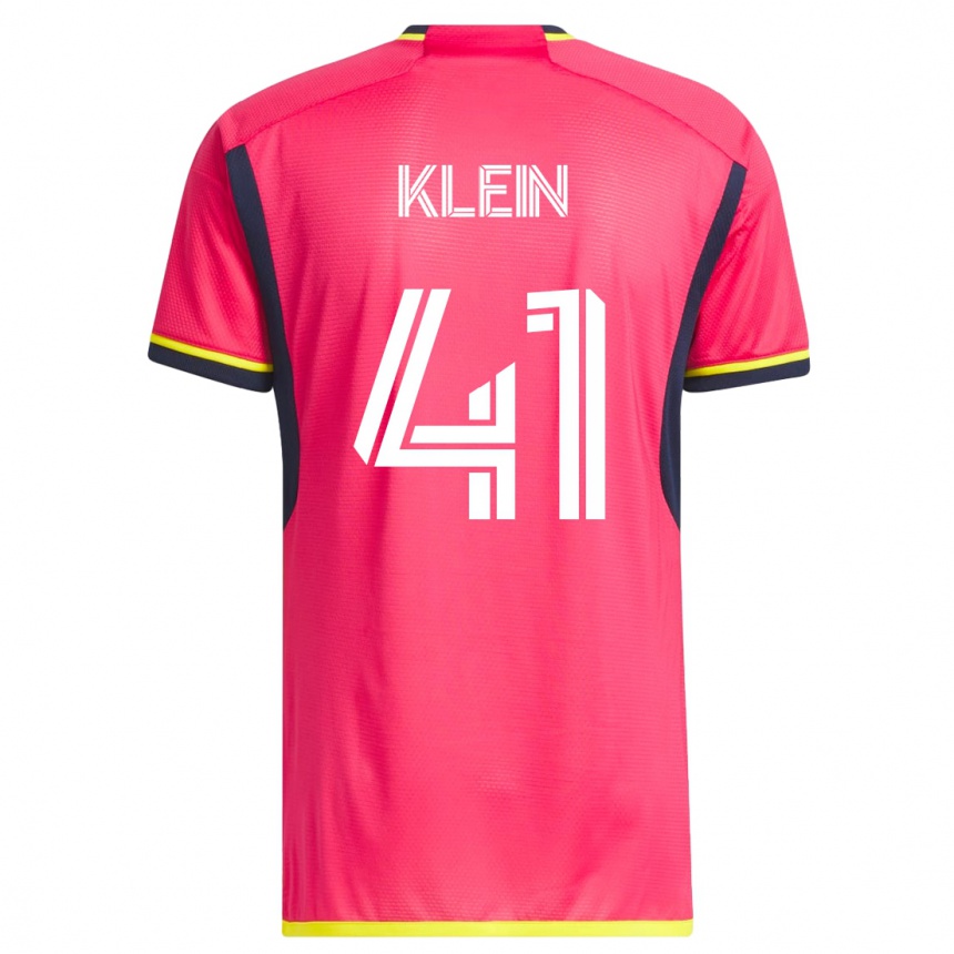 Herren Fußball Johnny Klein #41 Rosa Heimtrikot Trikot 2023/24 T-Shirt Luxemburg