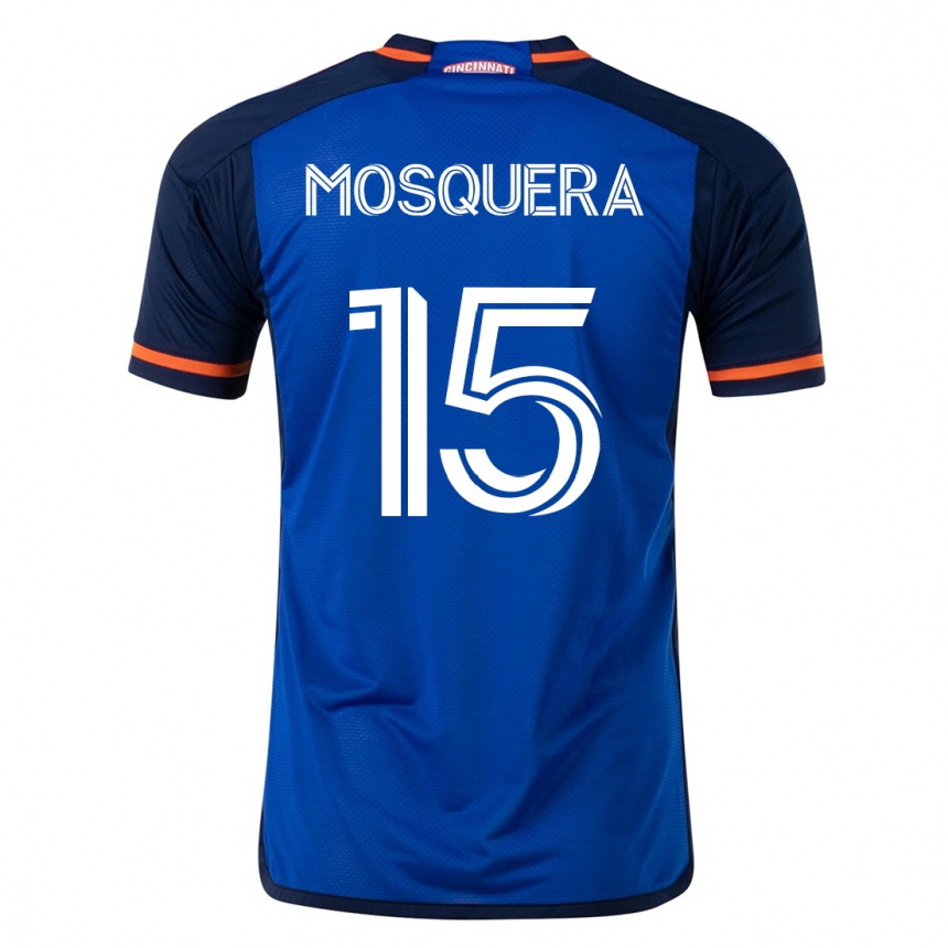 Herren Fußball Yerson Mosquera #15 Blau Heimtrikot Trikot 2023/24 T-Shirt Luxemburg