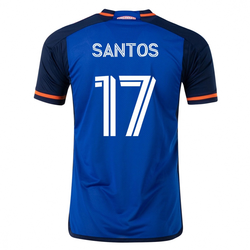 Herren Fußball Sergio Santos #17 Blau Heimtrikot Trikot 2023/24 T-Shirt Luxemburg