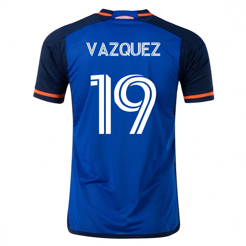 Herren Fußball Brandon Vazquez #19 Blau Heimtrikot Trikot 2023/24 T-Shirt Luxemburg