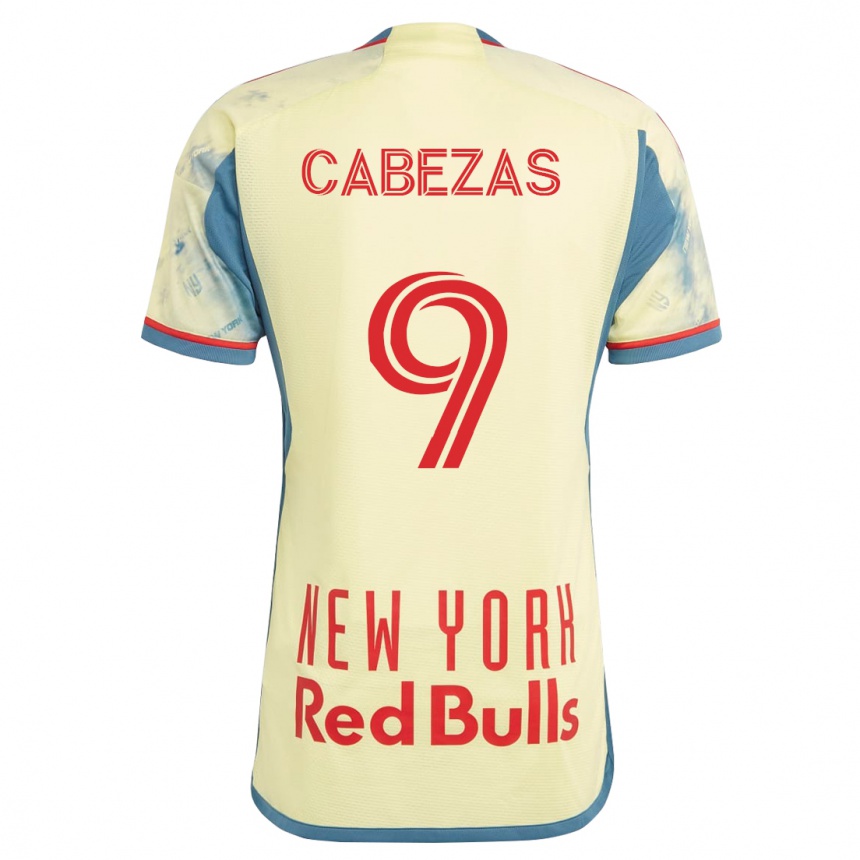 Herren Fußball Jorge Cabezas #9 Gelb Heimtrikot Trikot 2023/24 T-Shirt Luxemburg