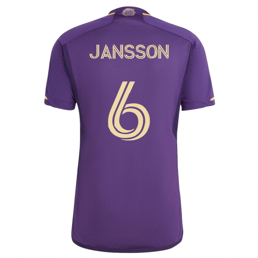 Herren Fußball Robin Jansson #6 Violett Heimtrikot Trikot 2023/24 T-Shirt Luxemburg