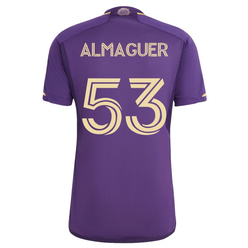 Herren Fußball Jorge Almaguer #53 Violett Heimtrikot Trikot 2023/24 T-Shirt Luxemburg