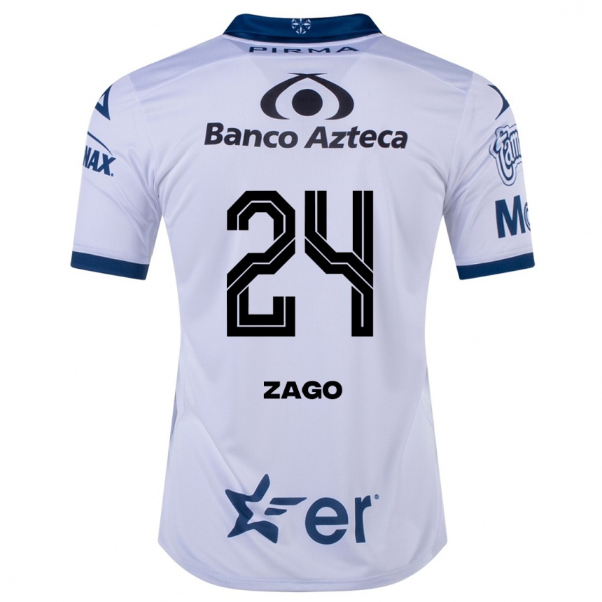 Herren Fußball Diego Zago #24 Weiß Heimtrikot Trikot 2023/24 T-Shirt Luxemburg
