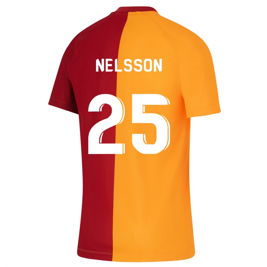 Herren Fußball Victor Nelsson #25 Orangefarben Heimtrikot Trikot 2023/24 T-Shirt Luxemburg