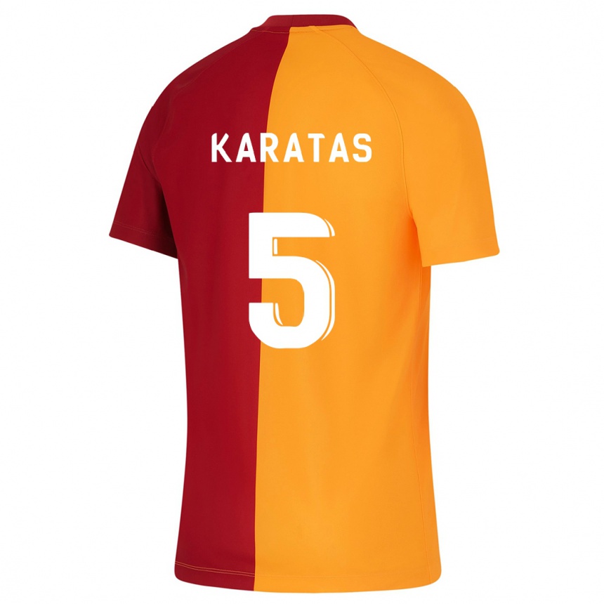 Herren Fußball Eda Karataş #5 Orangefarben Heimtrikot Trikot 2023/24 T-Shirt Luxemburg