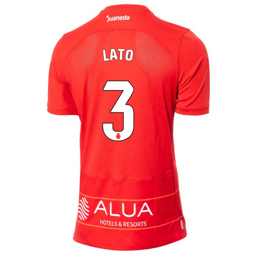 Herren Fußball Toni Lato #3 Rot Heimtrikot Trikot 2023/24 T-Shirt Luxemburg