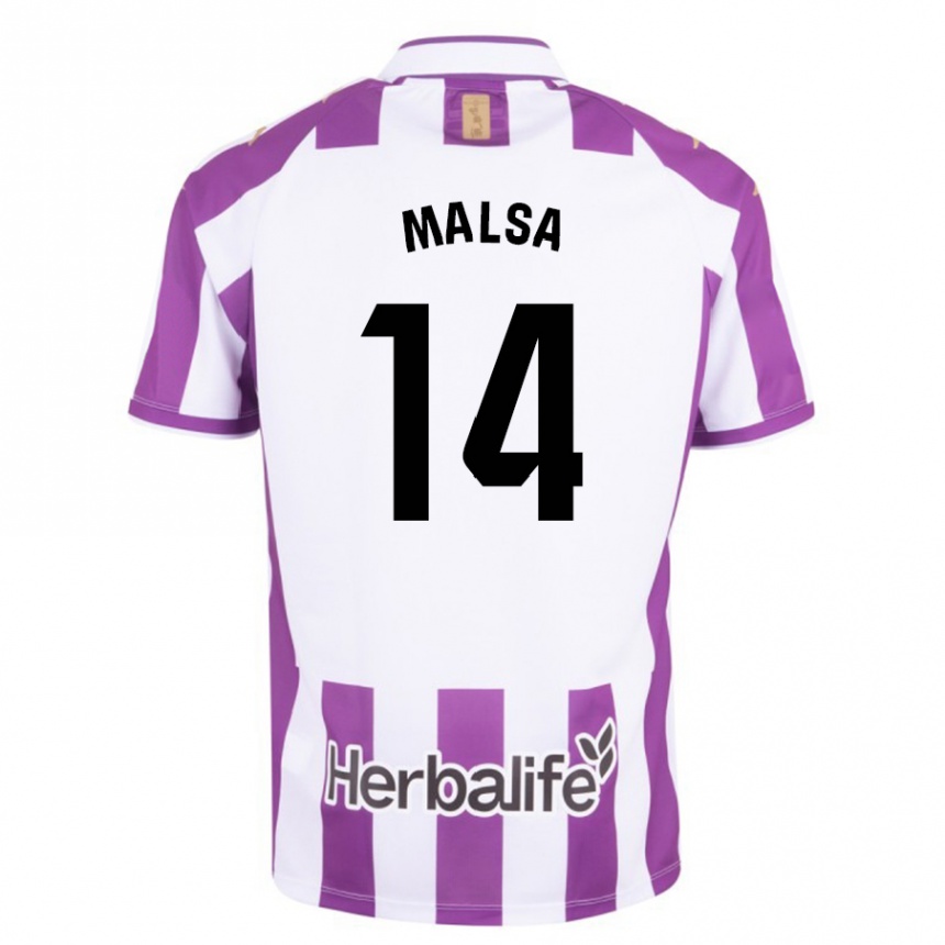 Herren Fußball Mickaël Malsa #14 Lila Heimtrikot Trikot 2023/24 T-Shirt Luxemburg