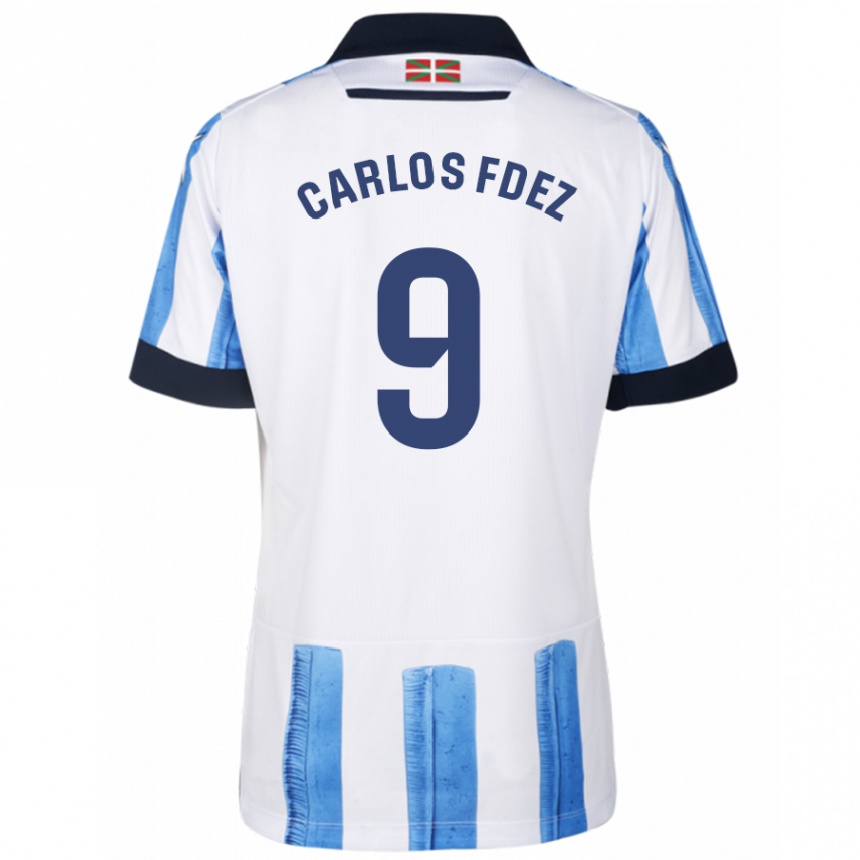 Herren Fußball Carlos Fernández #9 Blau Weiss Heimtrikot Trikot 2023/24 T-Shirt Luxemburg